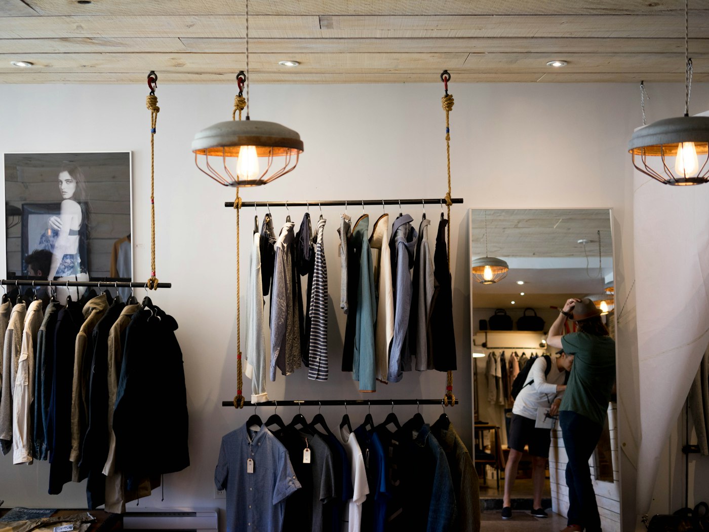 Clothing racks inside a fashion boutique